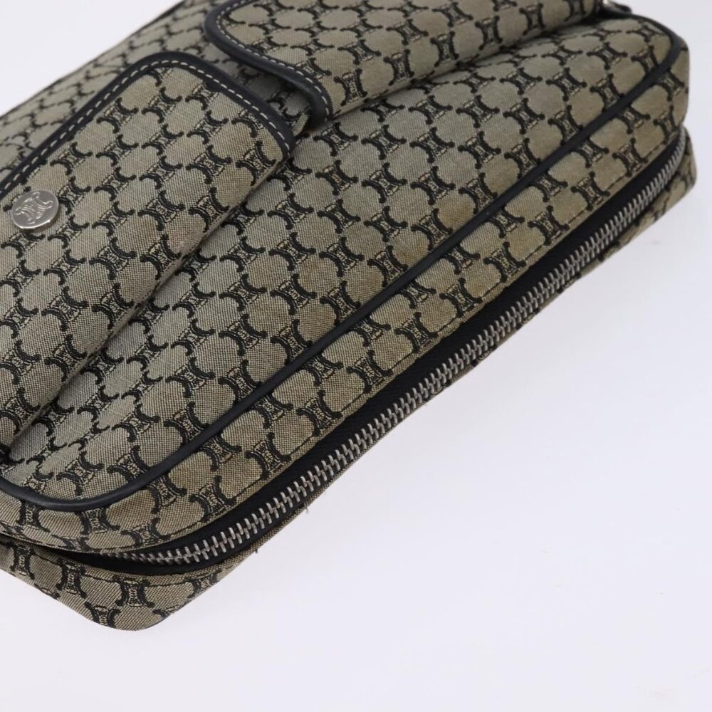 Authentic CELINE Macadam Canvas Shoulder Bag Navy Gold - Picture 13 of 16